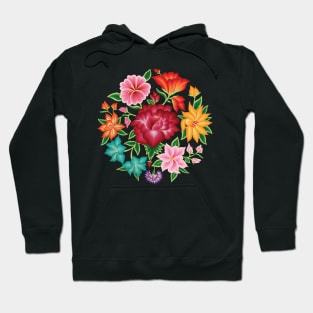 Mexican Floral Bouquet (Black Background) Hoodie